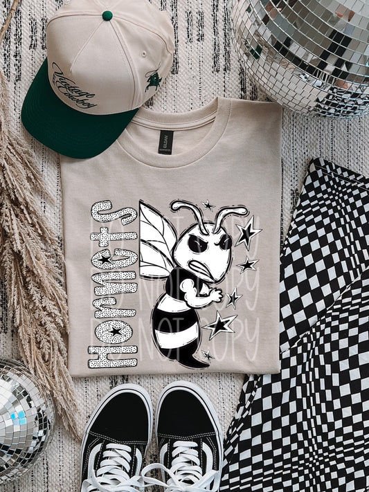Hornets black and white polka dot mascot