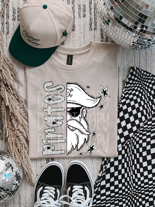 Pirates black and white polka dot mascot