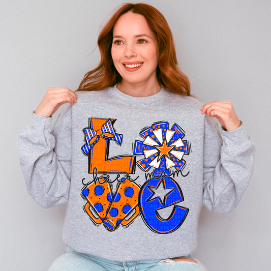 Love cheer mom orange and blue