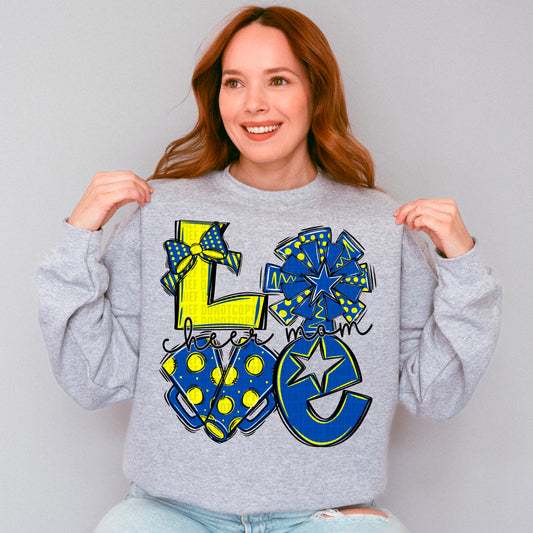 Love cheer mom blue and yellow