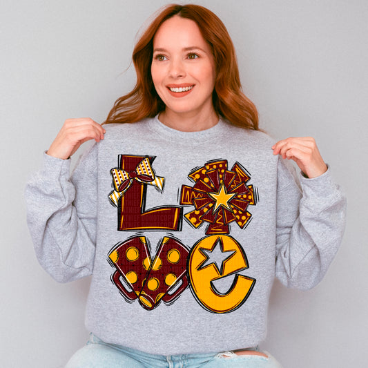 Love cheer maroon and yellow gold