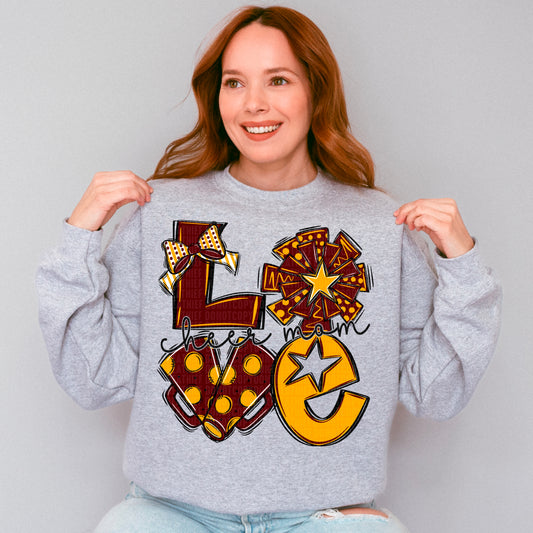 Love cheer mom maroon and yellow gold