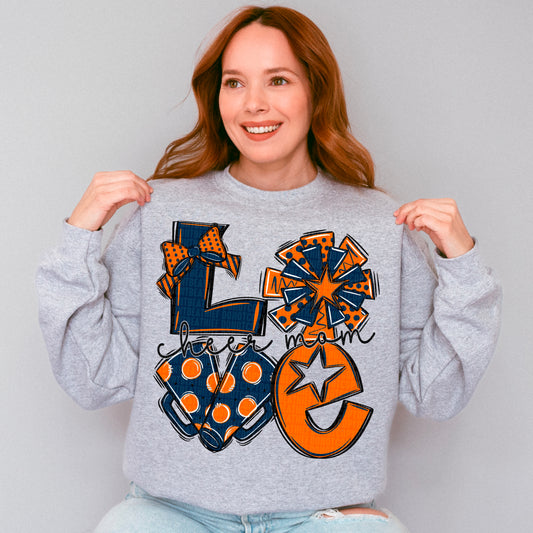 Love cheer mom navy and orange