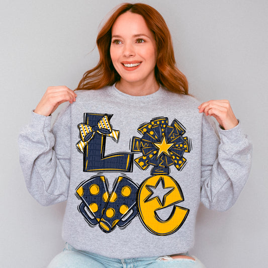 Love cheer navy and yellow gold
