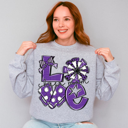 Love cheer mom purple black and white