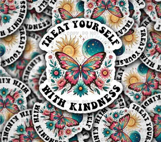 Treat yourself with kindness- die cut sticker