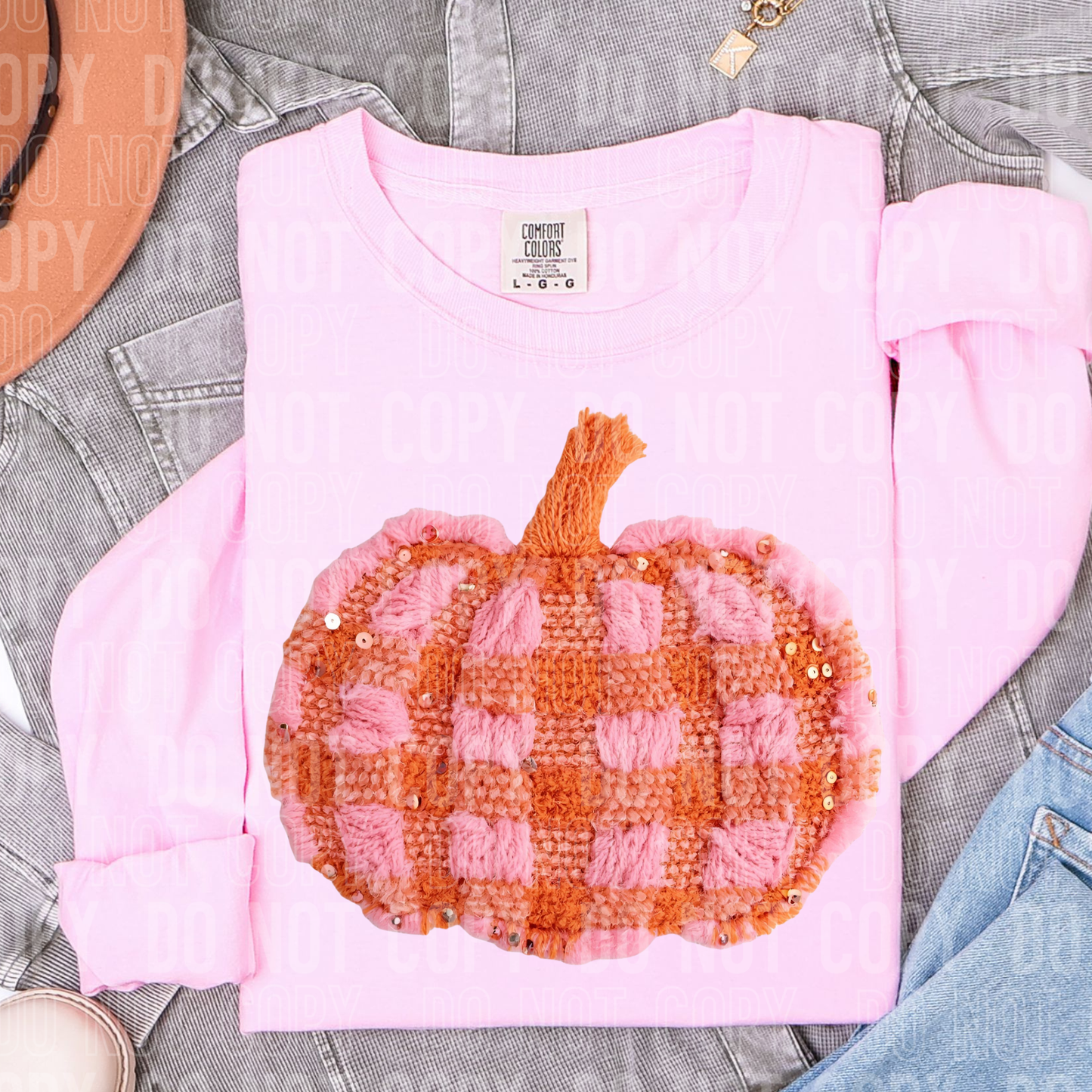 Pumpkin checkered faux yarn
