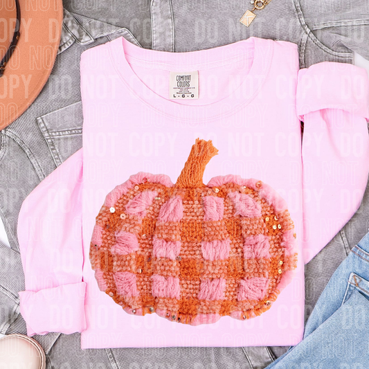 Pumpkin checkered faux yarn