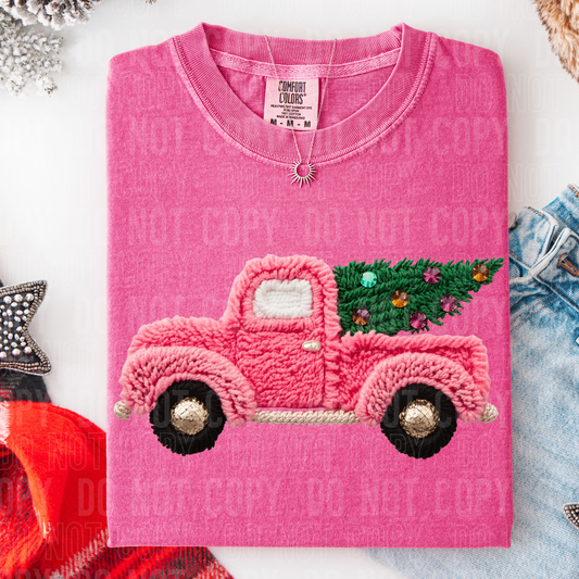 Pink truck faux yarn