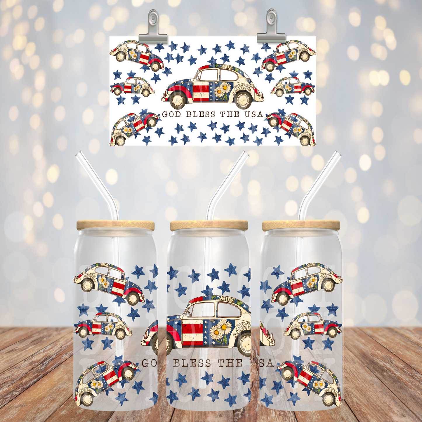 God bless the USA 16oz Libbey wrap