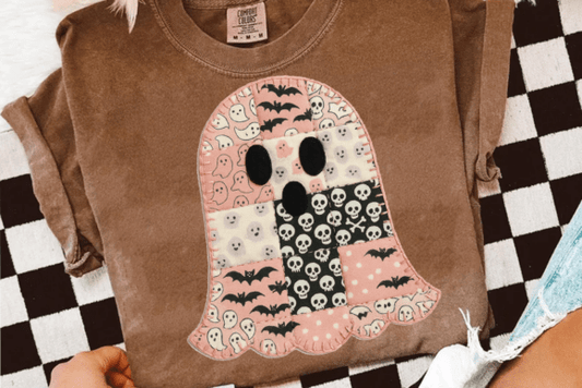 Ghost pumpkin faux quilt pattern