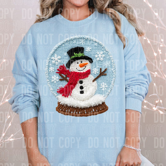 Snowman snow globe faux yarn