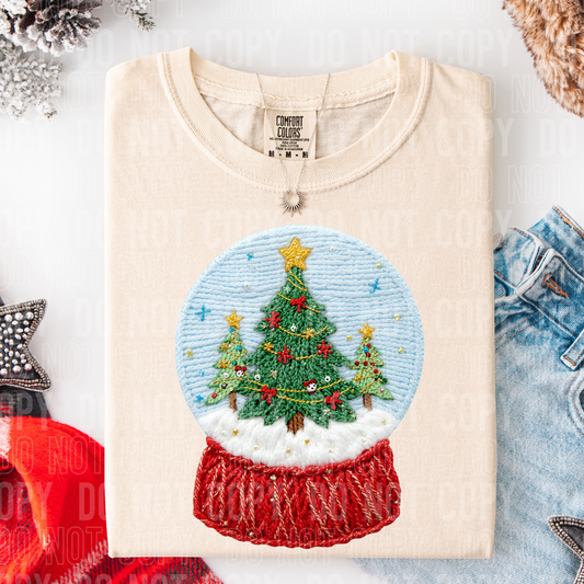 Snow globe faux yarn