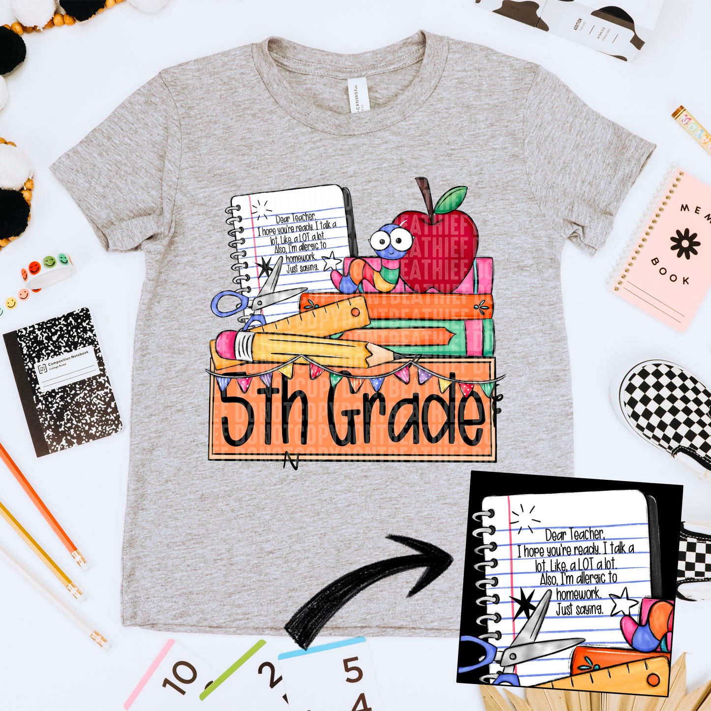 5th grade notebook and pencil