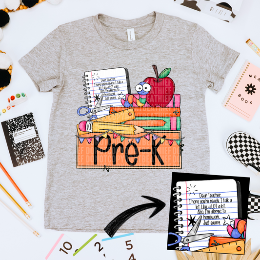 Pre-K notebook and pencil
