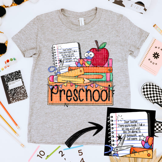 Preschool notebook and pencil