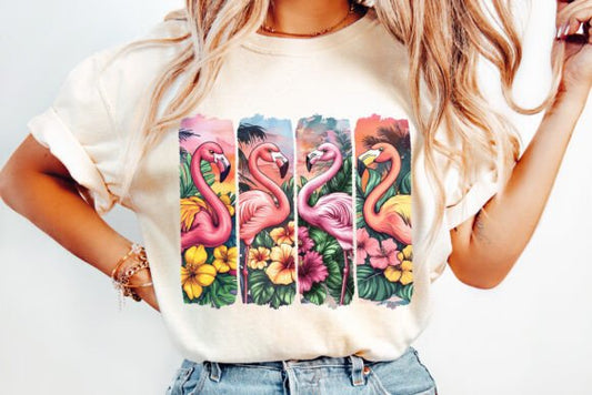 Floral flamingos