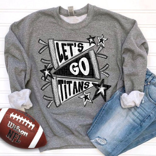 Let's Go Titans black and white pennant