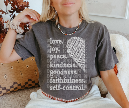 Love joy peace kindness goodness faithfulness self-control