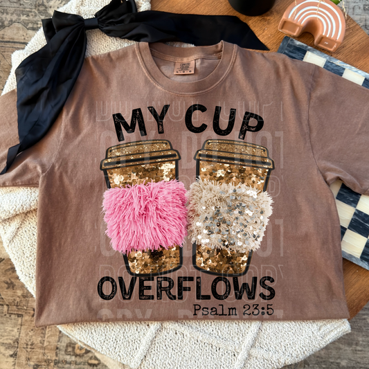 My cup overflows Psalm 23:5 (faux sequins/ yarn effect)