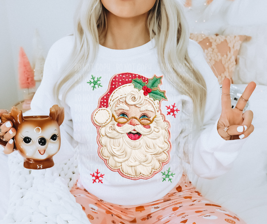 Red & green flake Santa completed sweatshirt