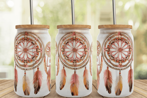 Boho dream catcher 16oz Libbey wrap