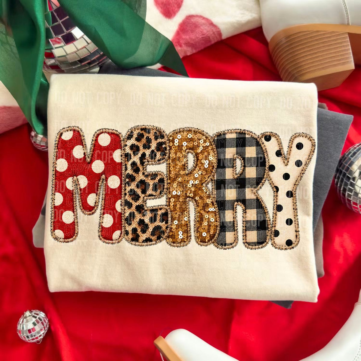 Merry ( plaid & gold/ faux sequins)