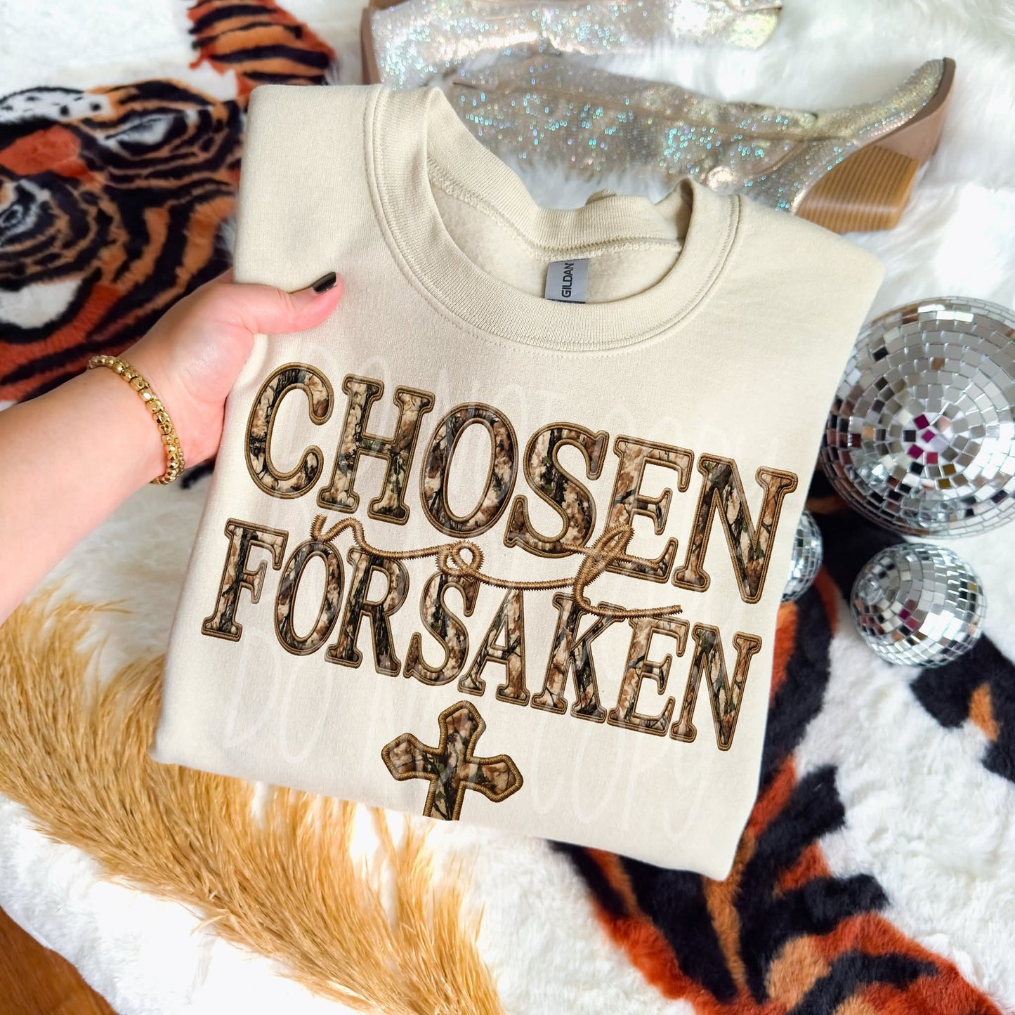Chosen not forsaken camo Completed sweatshirt