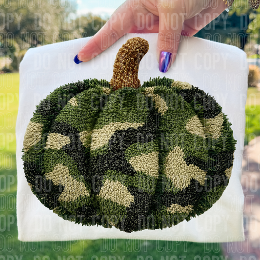 Camo pumpkin faux yarn