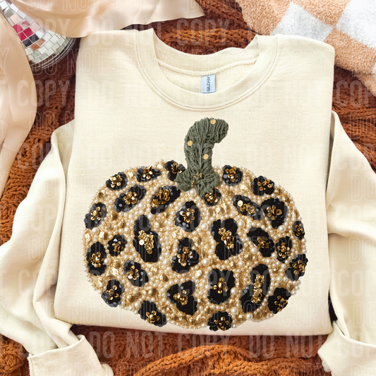 Leopard pumpkin faux yarn pearls