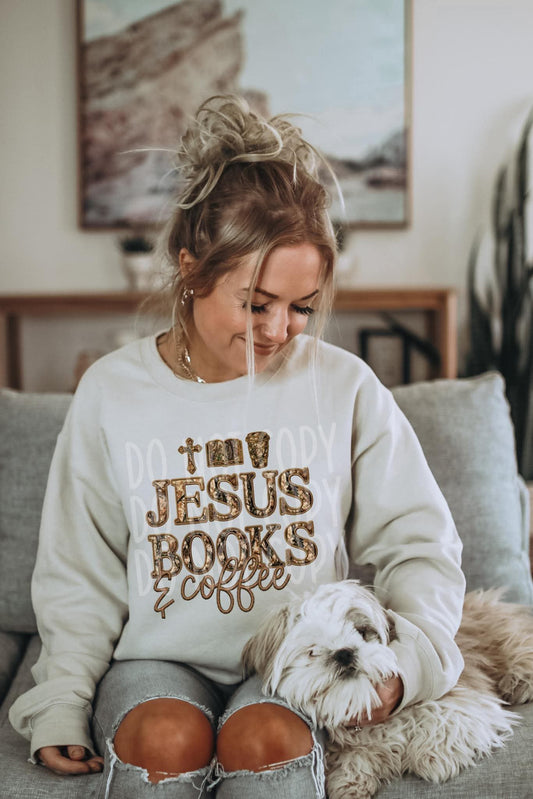 Jesus books & coffee completed sweatshirt