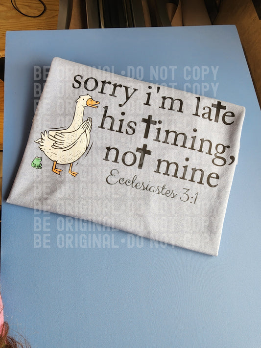 Sorry I'm late his timing, not mine