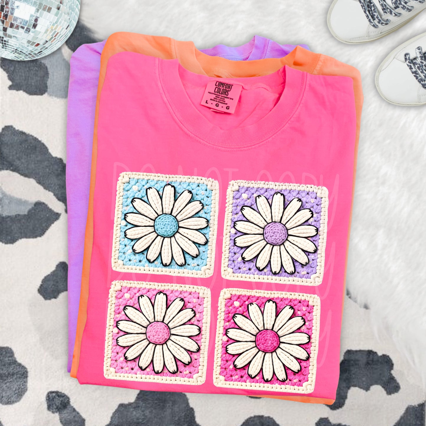 Flower faux yarn patch