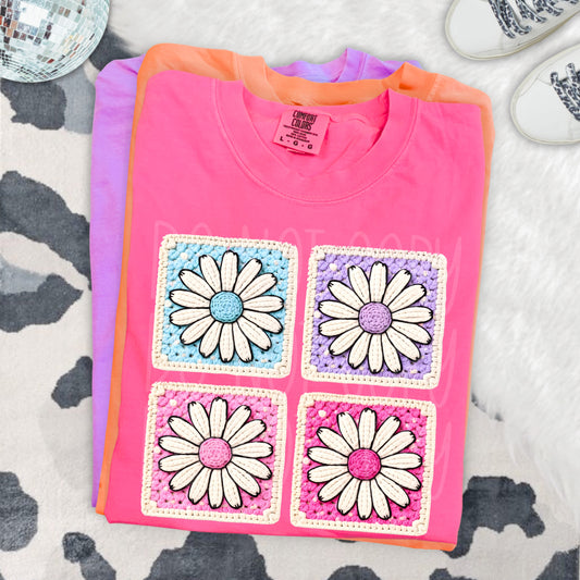 Flower faux yarn patch