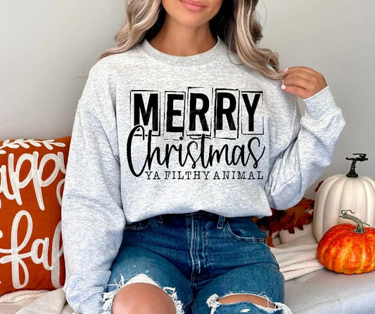 Merry Christmas ya filfty animal completed sweatshirt